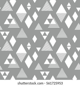 Vector seamless ornament pattern. Background with strokes and triangles