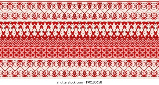 Vector seamless ornament pattern white on red