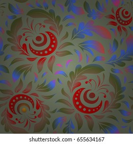 Vector seamless ornament in pink and yellow colors. Distressed damask seamless pattern background tile.