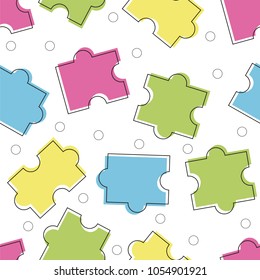 Vector. Seamless ornament puzzle in color - line style