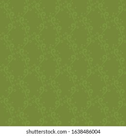 Vector seamless ornament with swirls and dots extended vertical green floral pattern background