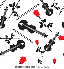 Vector. Seamless ornament with violin in color  17. More seamless see in portfolio