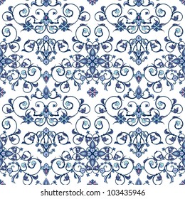 Vector seamless ornament wallpaper, retro background in vintage style.
