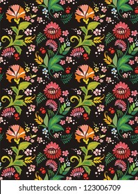 Vector seamless ornament wallpaper, retro floral background in vintage style.
