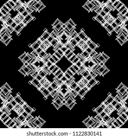 Vector seamless ornamental black and white pattern. Endless texture.
