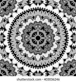 Vector seamless ornamental lace pattern. Mandala pattern.