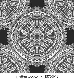Vector seamless ornamental lace pattern. Mandala pattern.