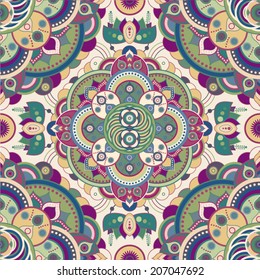 Vector seamless ornamental pattern in ethnic style.