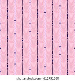 Vector seamless ornamental vertical lines pattern. Geometric decorative lines on abstract oriental wave background.
