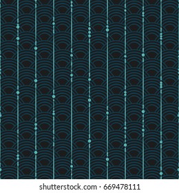 Vector seamless ornamental vertical lines pattern. Geometric decorative lines on abstract oriental wave background.