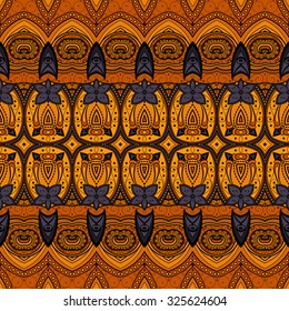 Vector Seamless Ornate Pattern. Hand Drawn Damask Texture, Vintage Style