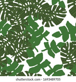 Vector Seamless Outline Pattern. Style Happy Hawaiian Print. Exotic Engraving Endless White Ornament. Tropically Grass Wallpaper. Vector Repeat Stroke.