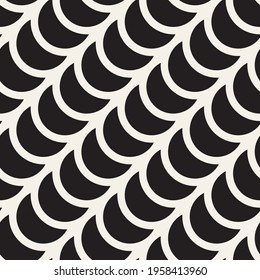 Vector seamless overlapping circles pattern. Modern stylish abstract texture. Repeating geometric tiles from semicircular elements