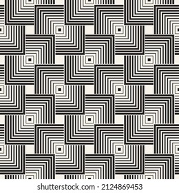 Vector seamless overlapping squares pattern. Repeating geometric stripes tiling. Stylish monochrome background design.