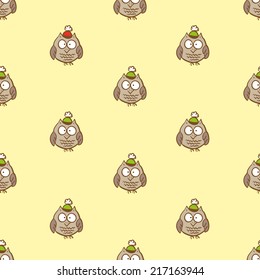 Vector seamless owl pattern. Can be used for Christmas or New Year packaging, cards
