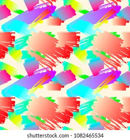Vector Seamless Painting Pattern, Colorful Background, Brush Strokes Abstract Grunge Backdrop.