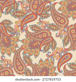 Vector Seamless Paisley Floral Pattern 