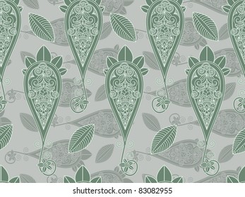 vector seamless paisley in green