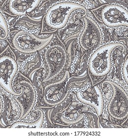 Vector seamless paisley Indian pattern. Beautiful background. 
