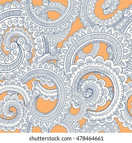 Vector Seamless Paisley Pattern in blue and gold