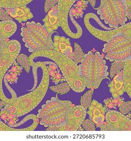 Vektor nahtloses Paisley-Muster mit dekorativen Blumenmotiven. Ideal für Textilien, Tapeten, Geschenkverpackungen und Schreibwarendesigns.