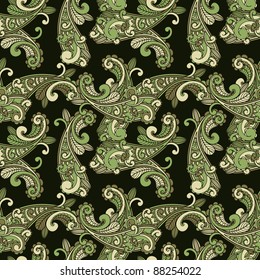 vector seamless paisley pattern in green