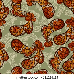 vector seamless paisley  pattern with grungy blots and crumpled paper texture, fully editable eps 8 file with clipping mask, pattern in swatch menu