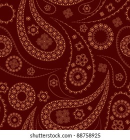 vector seamless paisley pattern on red