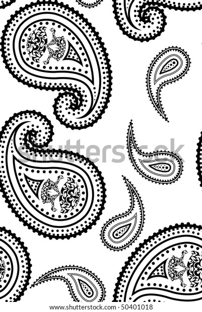 Vector Seamless Paisley Pattern Skull Stock Vector (Royalty Free) 50401018