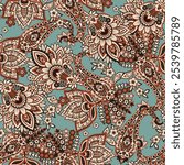 Vector seamless paisley pattern. Vintage flowers background. Decorative ornament backdrop for fabric, textile, wrapping paper, card, invitation, wallpaper, web design