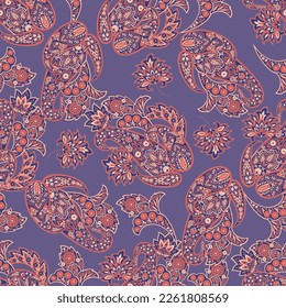 Vector seamless paisley pattern. Vintage flowers background. Decorative ornament backdrop for fabric, textile, wrapping paper, card, invitation, wallpaper, web design