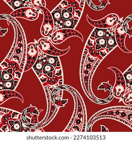 Vector seamless paisley pattern. Vintage flowers background. Decorative ornament backdrop for fabric, textile, wrapping paper, card, invitation, wallpaper, web design