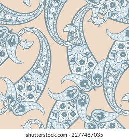 Patrón paisley sin fisuras del vector. Flores de época. Fondo decorativo de adorno para tela, textil, papel envolvente, tarjeta, invitación, papel pintado, diseño web