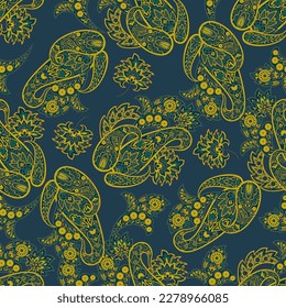 Vector seamless paisley pattern. Vintage flowers background. Decorative ornament backdrop for fabric, textile, wrapping paper, card, invitation, wallpaper, web design