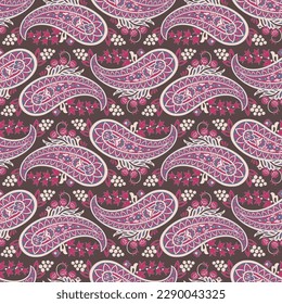 Vector seamless paisley pattern. Vintage flowers background. Decorative ornament backdrop for fabric, textile, wrapping paper, card, invitation, wallpaper, web design