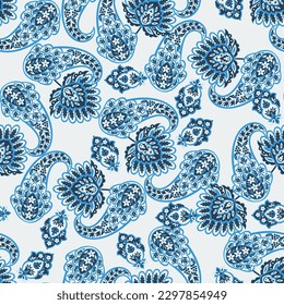 Patrón paisley sin fisuras del vector. Flores de época. Fondo decorativo de adorno para tela, textil, papel envolvente, tarjeta, invitación, papel pintado, diseño web