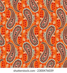 Patrón paisley sin fisuras del vector. Flores de época. Fondo decorativo de adorno para tela, textil, papel envolvente, tarjeta, invitación, papel pintado, diseño web