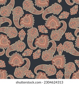 Vector seamless paisley pattern. Vintage flowers background. Decorative ornament backdrop for fabric, textile, wrapping paper, card, invitation, wallpaper, web design