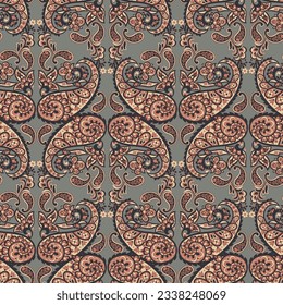 Vector seamless paisley pattern. Vintage flowers background. Decorative ornament backdrop for fabric, textile, wrapping paper, card, invitation, wallpaper, web design