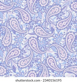 Patrón paisley sin fisuras del vector. Flores de época. Fondo decorativo de adorno para tela, textil, papel envolvente, tarjeta, invitación, papel pintado, diseño web