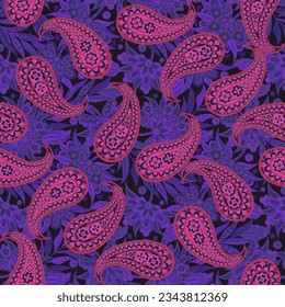 Vector seamless paisley pattern. Vintage flowers background. Decorative ornament backdrop for fabric, textile, wrapping paper, card, invitation, wallpaper, web design