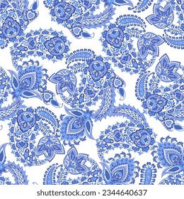 Vector seamless paisley pattern. Vintage flowers background. Decorative ornament backdrop for fabric, textile, wrapping paper, card, invitation, wallpaper, web design
