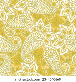 Vector seamless paisley pattern. Vintage flowers background. Decorative ornament backdrop for fabric, textile, wrapping paper, card, invitation, wallpaper, web design