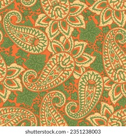 Vector seamless paisley pattern. Vintage flowers background. Decorative ornament backdrop for fabric, textile, wrapping paper, card, invitation, wallpaper, web design