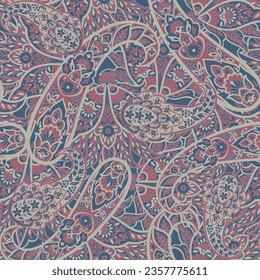 Patrón paisley sin fisuras del vector. Flores de época. Fondo decorativo de adorno para tela, textil, papel envolvente, tarjeta, invitación, papel pintado, diseño web