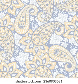 Patrón paisley sin fisuras del vector. Flores de época. Fondo decorativo de adorno para tela, textil, papel envolvente, tarjeta, invitación, papel pintado, diseño web