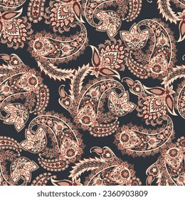Vector seamless paisley pattern. Vintage flowers background. Decorative ornament backdrop for fabric, textile, wrapping paper, card, invitation, wallpaper, web design
