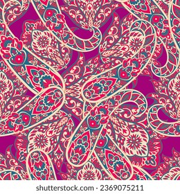 Vector seamless paisley pattern. Vintage flowers background. Decorative ornament backdrop for fabric, textile, wrapping paper, card, invitation, wallpaper, web design
