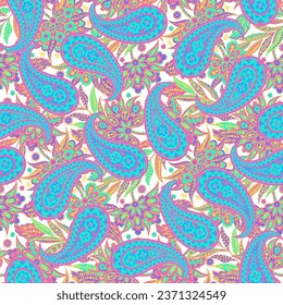 Vector seamless paisley pattern. Vintage flowers background. Decorative ornament backdrop for fabric, textile, wrapping paper, card, invitation, wallpaper, web design
