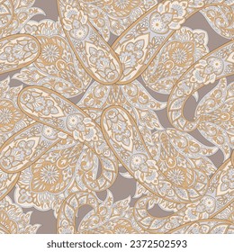 Vector seamless paisley pattern. Vintage flowers background. Decorative ornament backdrop for fabric, textile, wrapping paper, card, invitation, wallpaper, web design